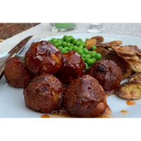 Apricot and Sriracha Meatless Meatballs- By Morgan